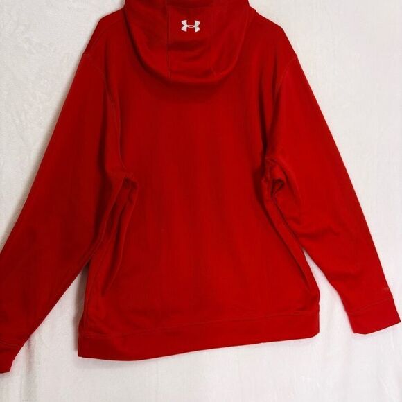 New Under Armour Hockey Red Fleece Lined Hooded Pullover Sweatshirt Men's XL - Picture 10 of 12